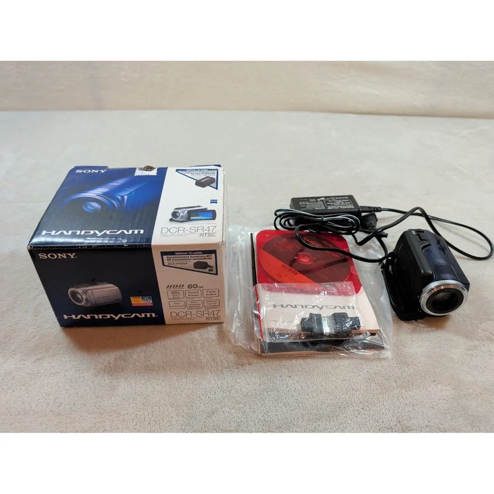 Sony Handycam DCR-SR47 Blue 60GB HDD Camcorder 60x Optical Zoom‎ Carl Zeiss Lens